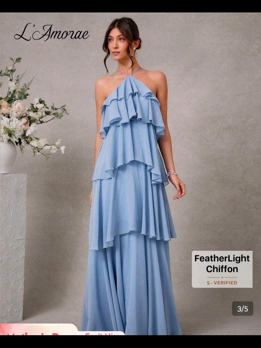 SHEIN Sky Blue Layered Halter Maxi Dress